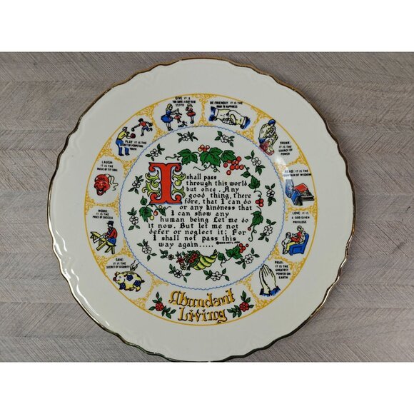 Vintage Enco National Decorative Plate Abundant Living Inspirational Prayer - Picture 6 of 8